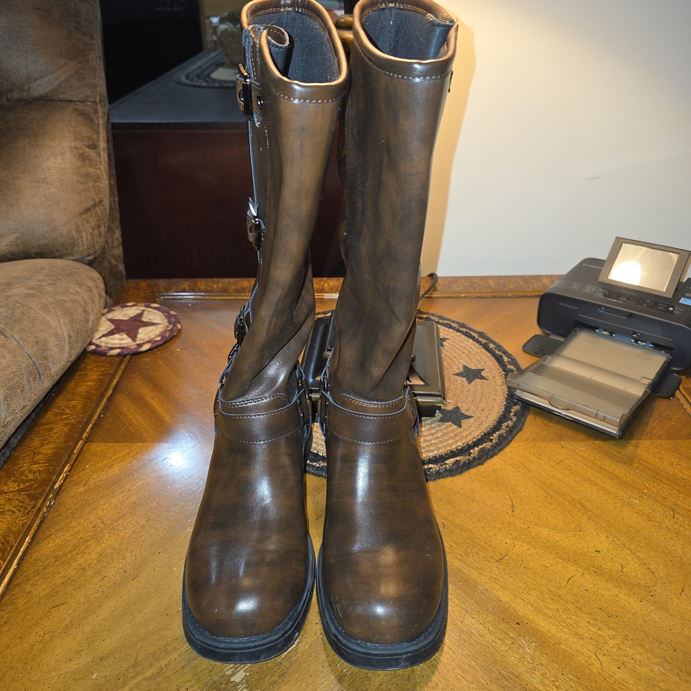 Brown Leather Knee-High Boots